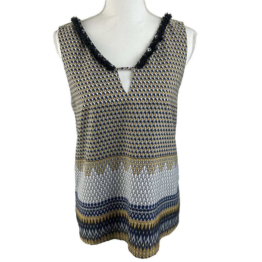 Eden Society Womens Top Geometric Print Size Small Sleeveless V Neck & Back